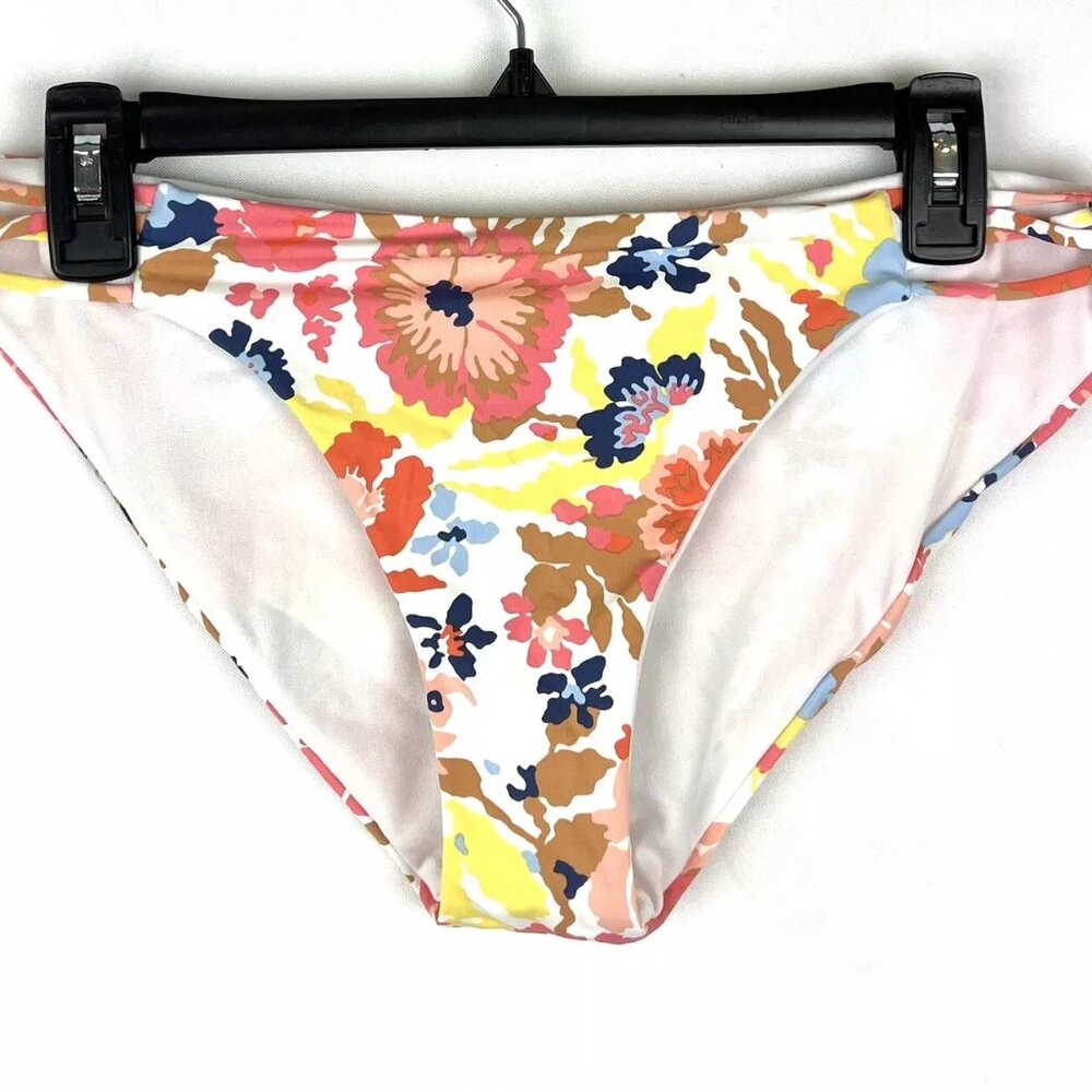 Roxy Women’s White Floral Hipster Bikini Bottom Size Large